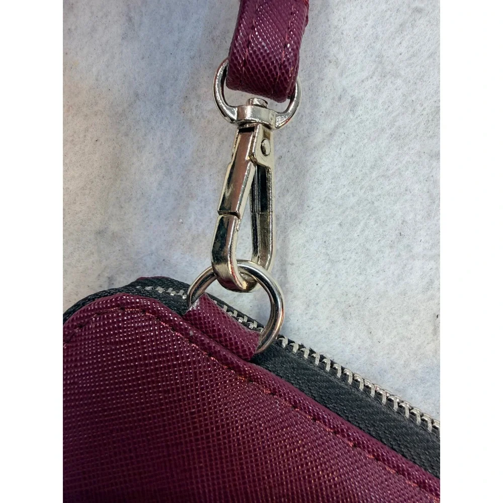 Magnolia and Vine Burgundy Vegan Leather Crossbody Wallet Bag Adjustable Strap